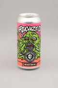 A 440ml aluminium can of Freakazoid West Coast IPA by Sudden Death Brewing, featuring a vibrant pink label with a green monster illustration, set against a neutral gray background.